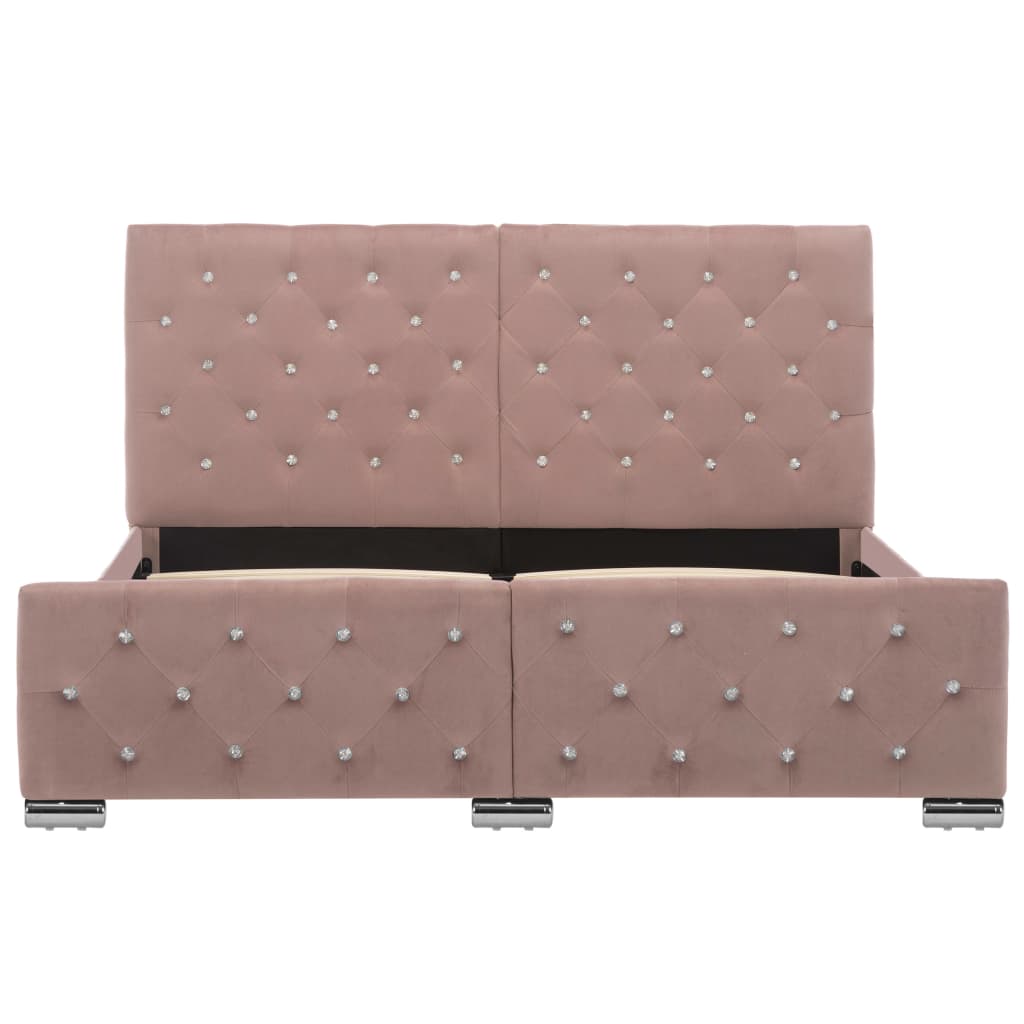 Pink Velvet Bed Frame 140 x 200 cm