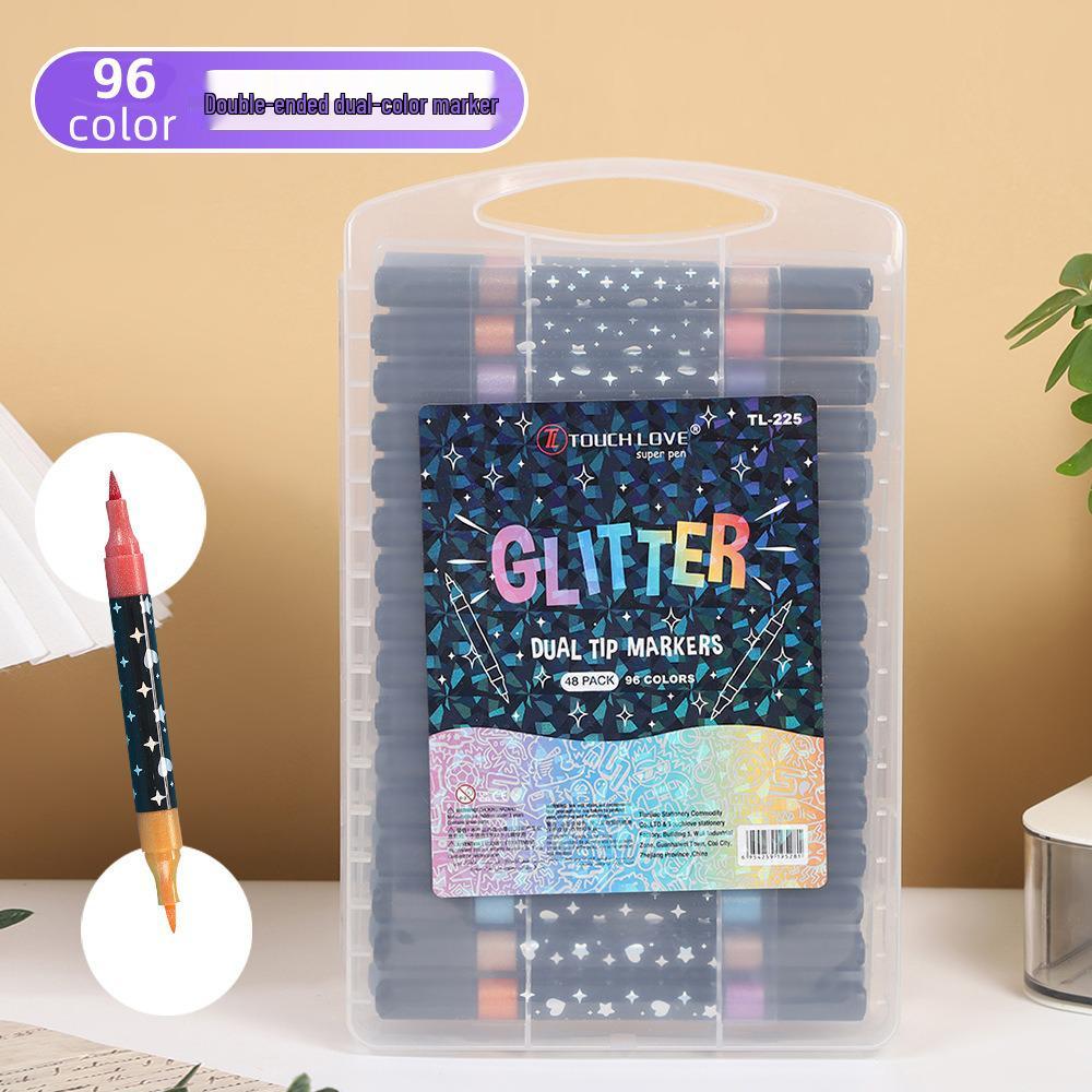 Double-Headed Glitter Marker Fluorescent Pen for Art, DIY, and Dual-Color Notes