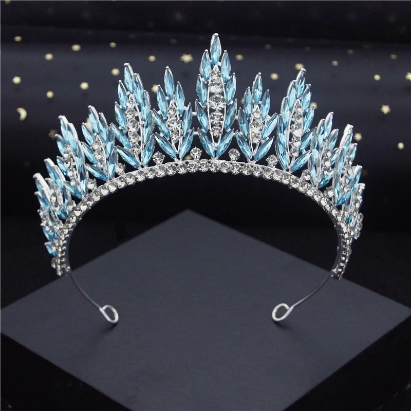Luxury Gorgeous Crystal Leaves Wedding Crown Royal Queen Tiaras Headbands for Girls Prom Bridal Crowns Bride Diadem Hair Jewelry