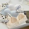 Girls floral underwear, women's small breasts gather without steel rings, close secondary breasts, anti-sagging student bra cover, cream blue