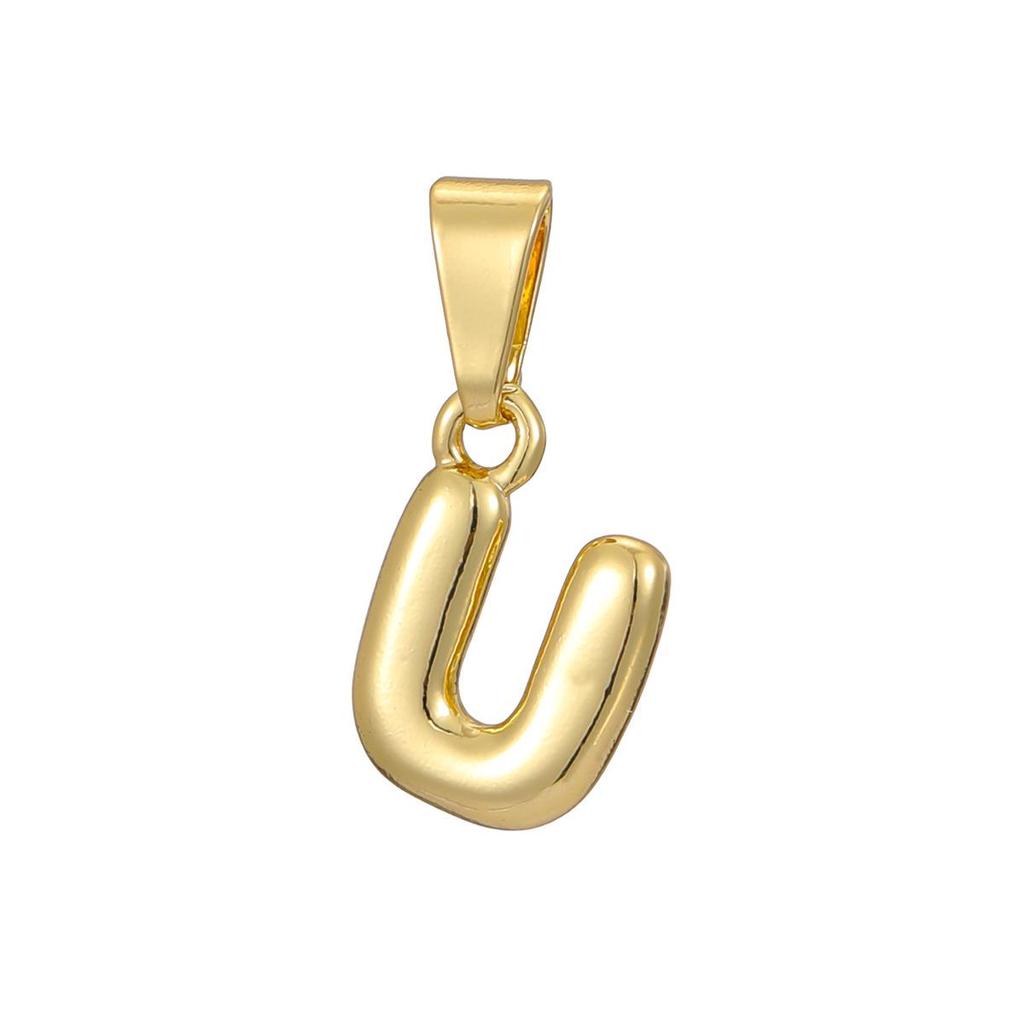 Pozłacany 18-karatowym złotem naszyjnik z mini zawieszką w kształcie litery bąbelkowej - Personalizowany 26 literami alfabetu angielskiego