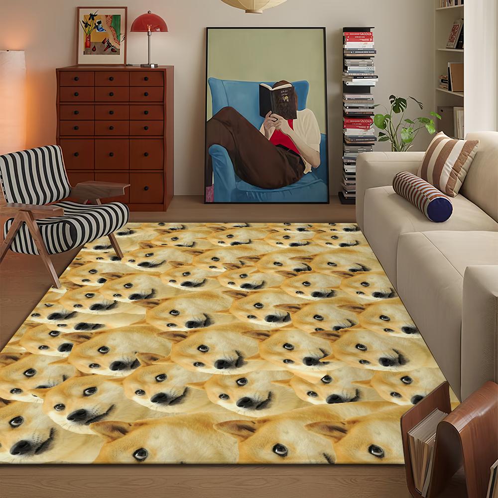 Doge funny Emoticon S-Shiba M-Meme Microfiber Decorative Versatile Flannel Floor Bath Door Mat Quick Dry Absorbent Non-slip Sole