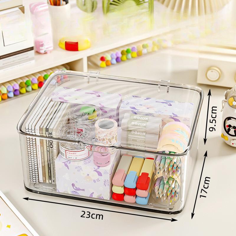 Storage Box with LidDust-proof DesktopMedicine Storage Box Large-capacity Cosmetics Storage Basket