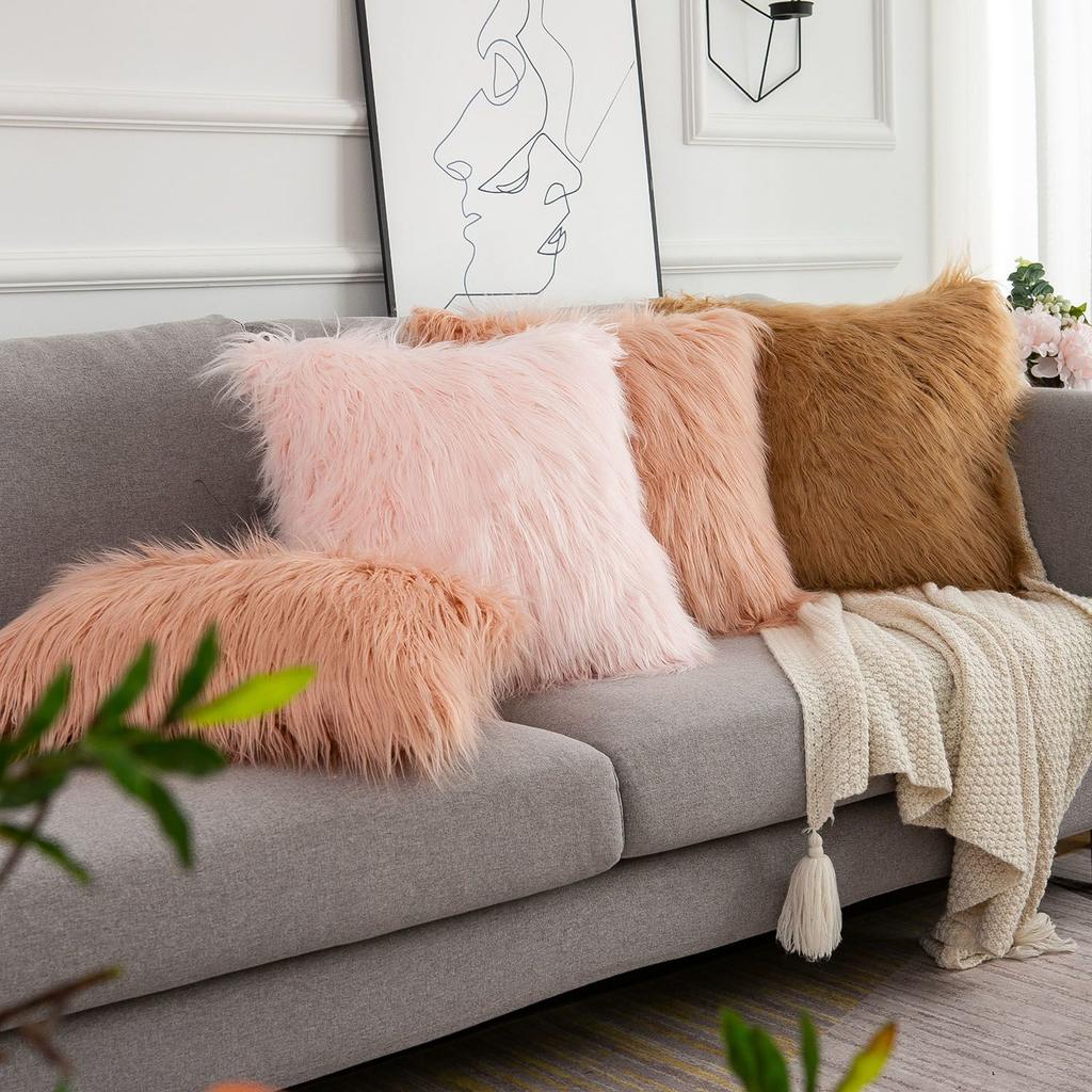 45/50cm Cushion Cover Modern Simple Soft Fluffy Pure White Plush Pillow Home Cushion Artificial Imitation Wool Pillow Cover