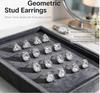 Geometric Zircon Waterproof Stud Earrings for Women High Quality Stainless Steel Non-Irritating Jewelry for Club Wear