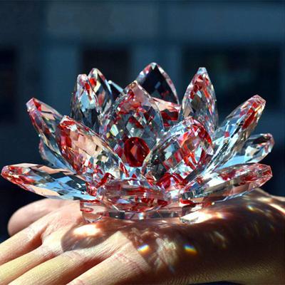 Faux Crystal Lotus Figurine Colorful Lotus Flower Ornament Lotus Paperweight Table Centerpiece for