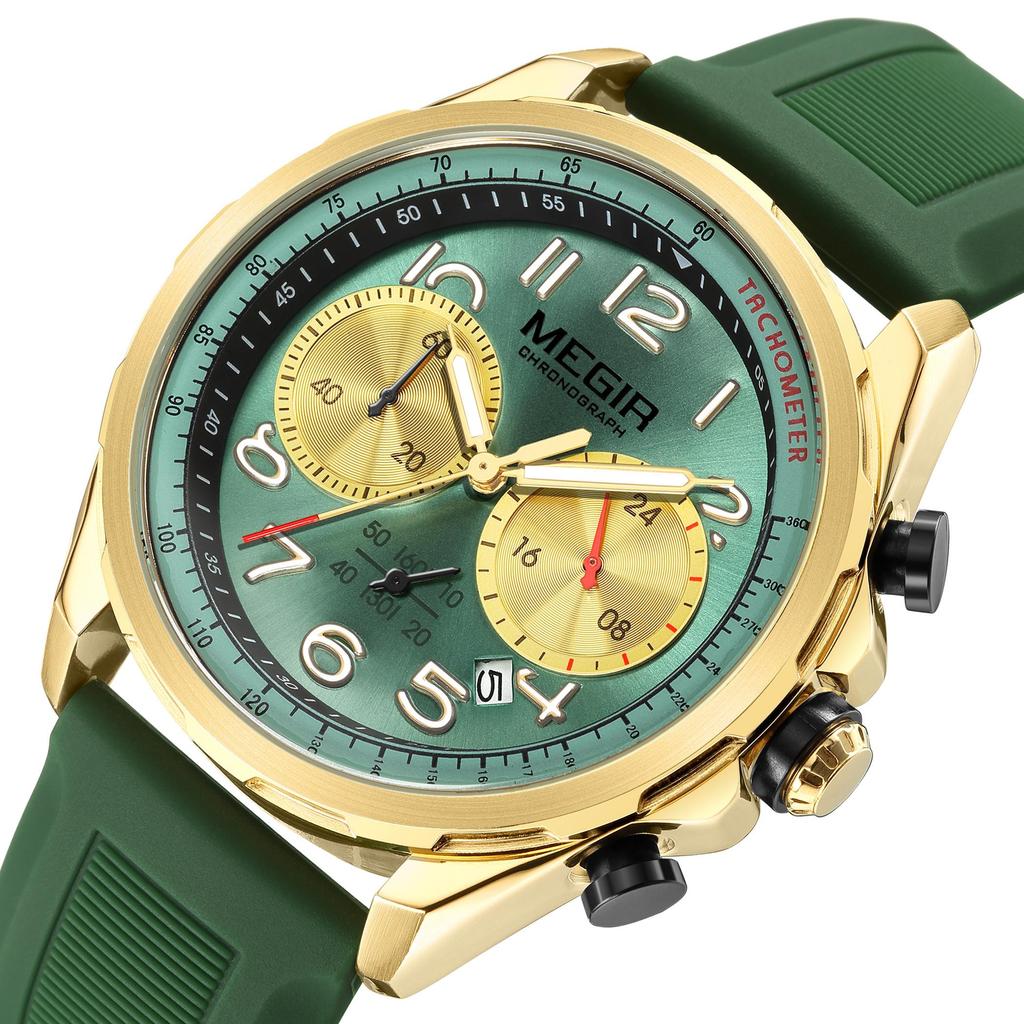 MEGIR Men Watches Luxury Quartz Wristwatch Waterproof Men's Sports Chronograph Silicone Strap Clock Relogio Masculino 2230
