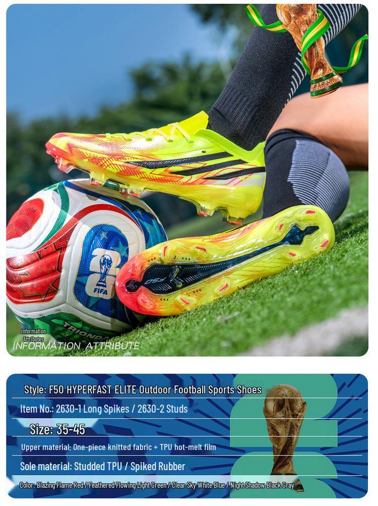 F50 Men's FG Long Stud Football Boots - Lightweight, Breathable, Lace-up Training Shoes for Artificial and Natural Grass