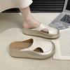 Silver thick-soled heightened pinch-on flip-flops for women's outerwear 2025 summer new fashionable versatile beach cool slippers
