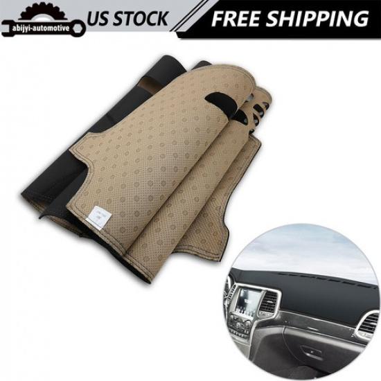 Brown Leather Dashboard Cover Non-Slip Dashmat Dash Mat For Jeep Grand Cherokee