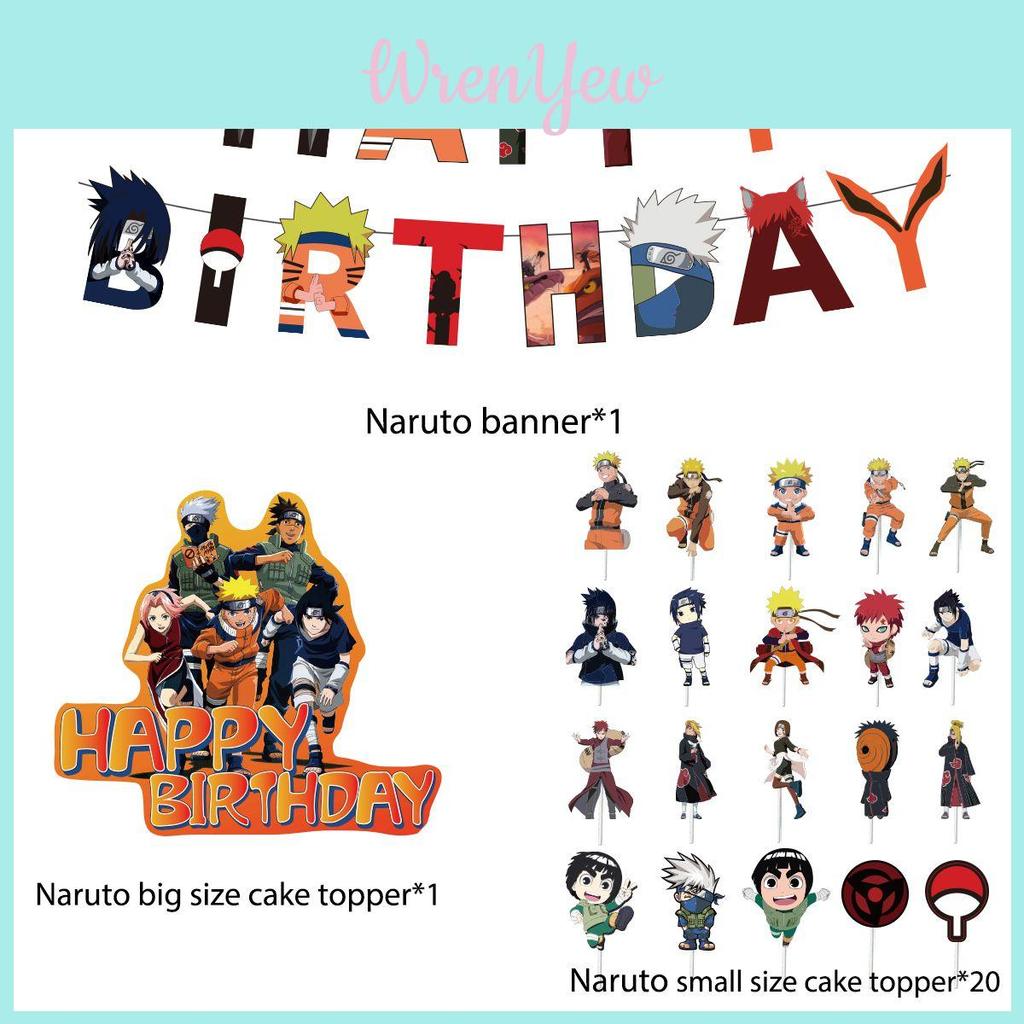 Zestaw urodzinowy w tematyce Naruto Ninja dla dorosłych i dzieci Kompletny zestaw