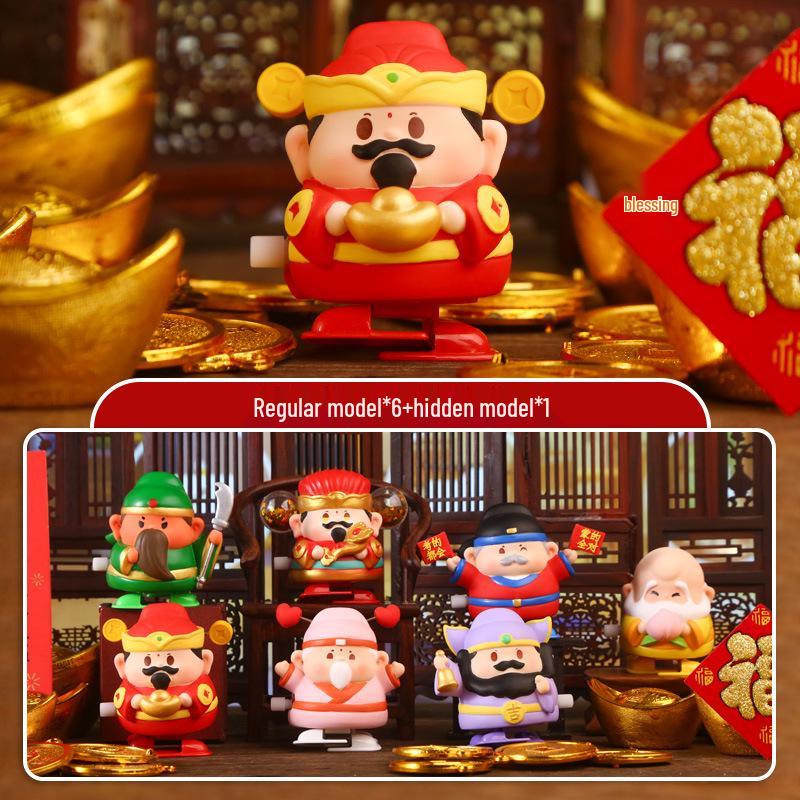 God of Wealth Resin Cartoon Figure: Cute Immortal Ornament Blind Box Gift.