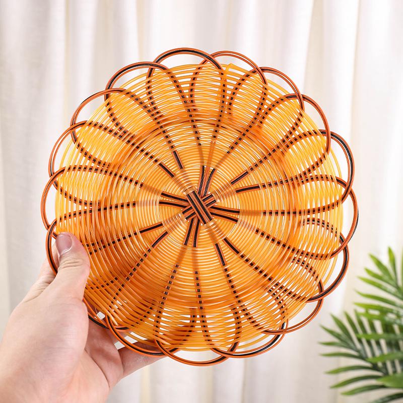 Round Wicker-Look Basket for Popcorn, Fries, Fruit, Snacks & More - Three-Line Edge