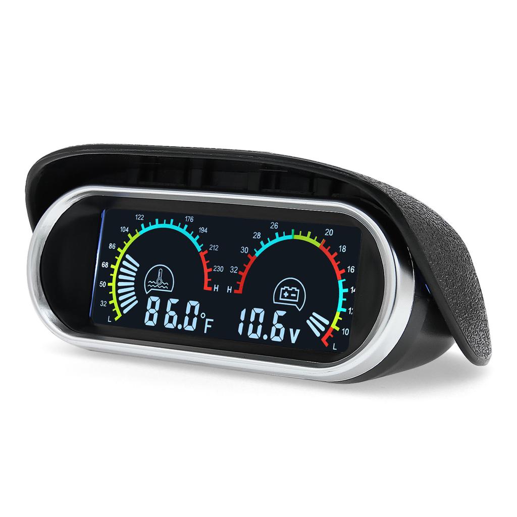 2 in 1 LCD Digital Auto Water Temp Gauge Voltmeter Gauge For Car Truck Motorcycle Temperature Sensor 10mm Temperature 12V 24V