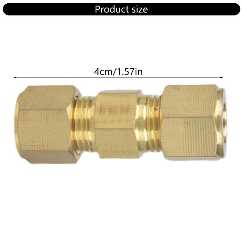 Home Appliance Brass Compression Tube Fittings 1/4inch Od Pipe Connector for Refrigerator Water Line Plumbing Connection