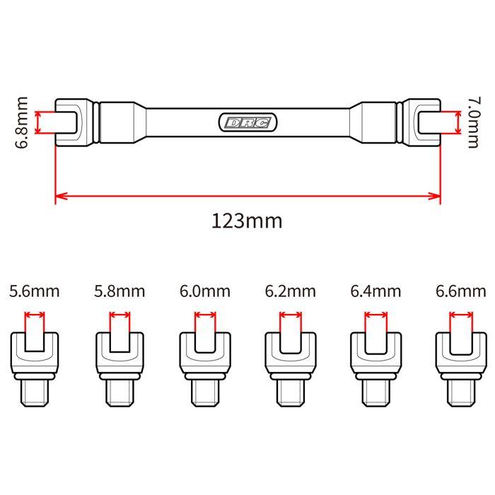 Clé à rayons - PROTRAITS - DRC Pro Spoke Wrench 56-70 - Embouts interchangeables - Aluminium 7075A - Embouts acier