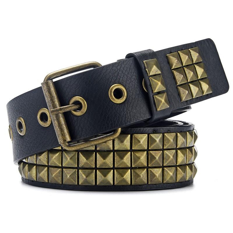 New Square Bead Rivet Belt for Women, Heavy Metal Belt for Men and Women, Y2K European and American Punk Rock Jeans Belt