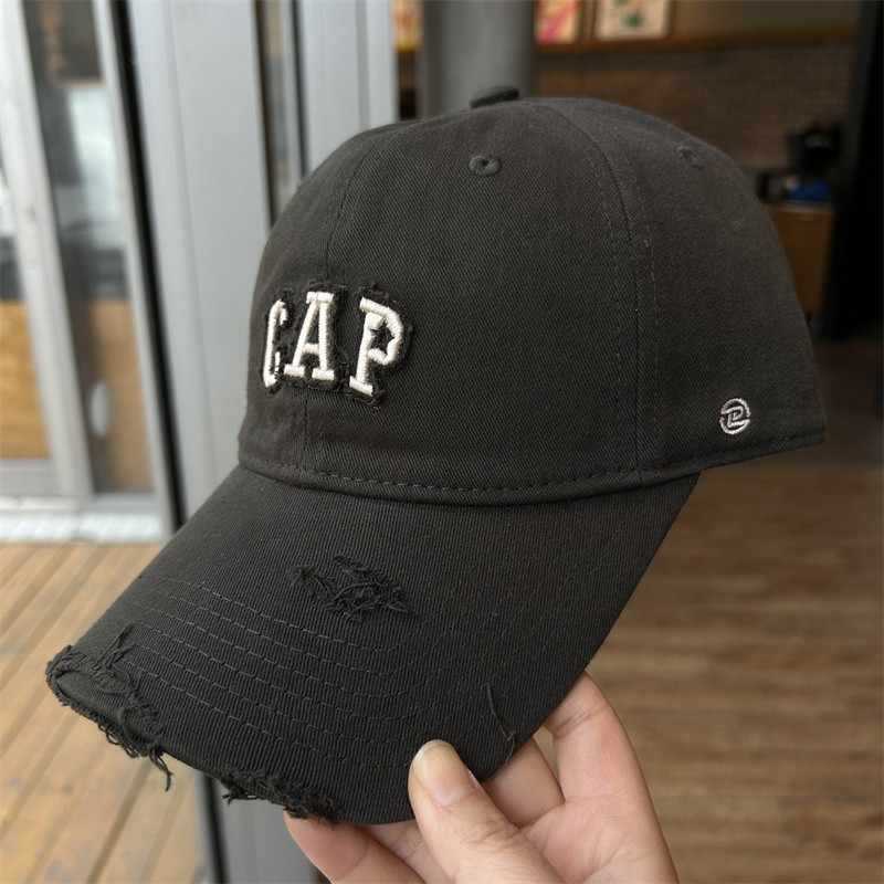 Koreanische Version von alter zerrissener Sonne sichtbare Baseballkappe für Damen Sommer Herren und Damen All-Match Buchstabenstickerei Mode Hip Hop Baseballkappe