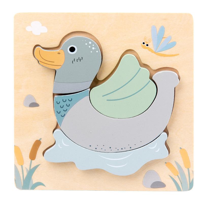 3D Wooden Cartoon Animals Cognitive Puzzles for Kids Children s Wooden Puzzles Toys Colors Shapes Baby Educational Toys Game