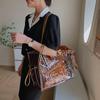Summer bag women's large-capacity 2024 new niche graffiti shoulder bag fashionable texture transparent jelly tote bag