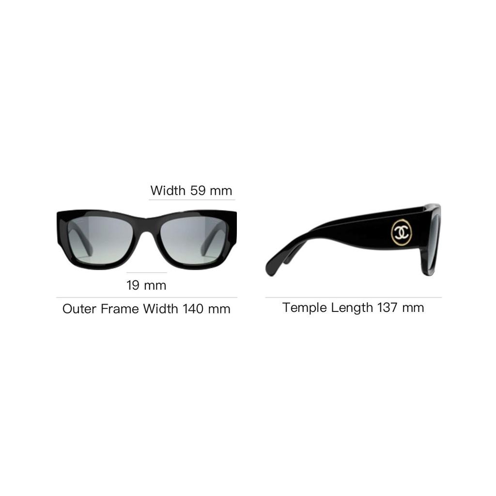 Chanel Rectangle Sunglasses With Logo Unisex sunglasses Black CH5507A-C622S8