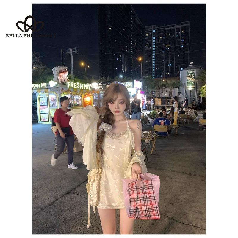 

Летнее платье во французском стиле с сетчатой строчкой, кружевом и V-образным вырезом, длинное платье в стиле феи с трехмерным принтом бабочек и открытой спиной M белый