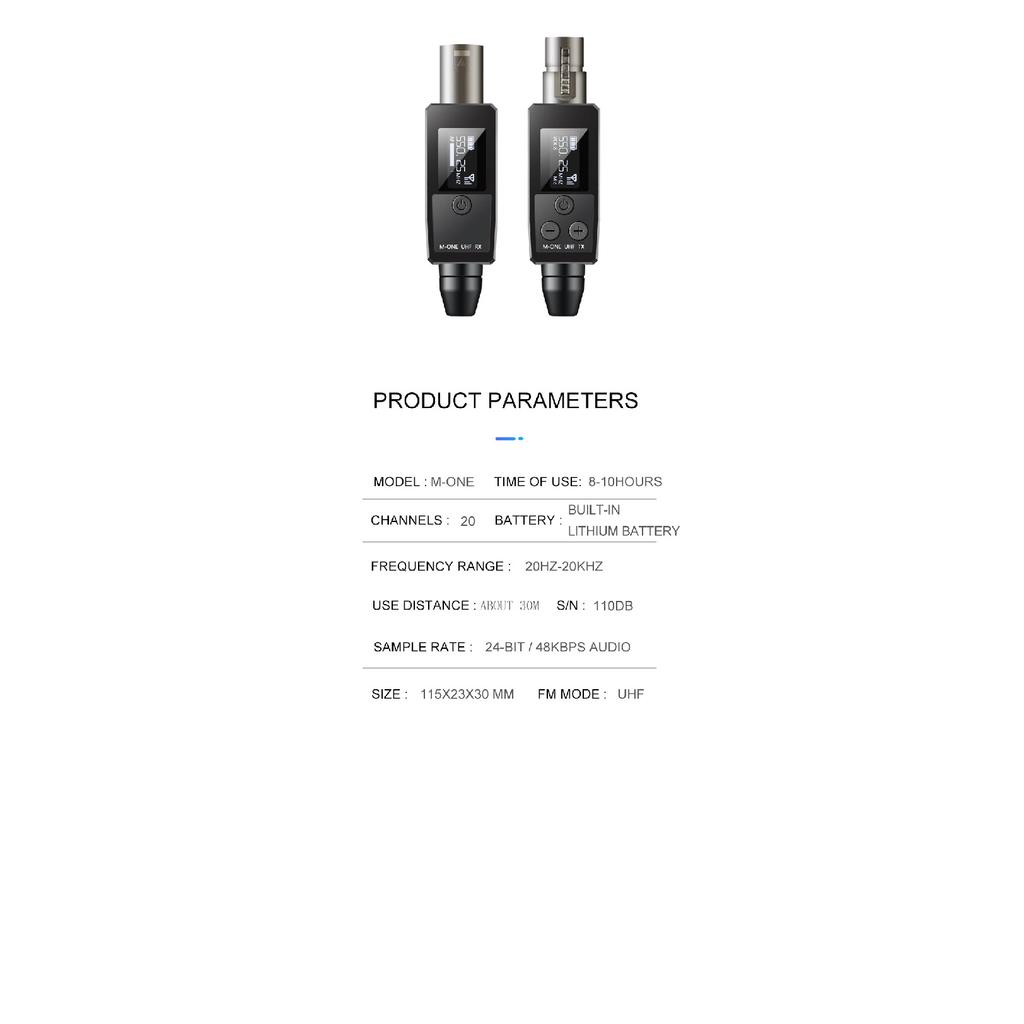 M-ONE UHF Microphones DSP Wired To Wireless System XLR Transmitter Receiver Signal Adapter For Dynamic 48v Condenser Microphone