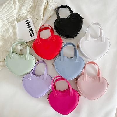 Borsa da donna estiva nuova alla moda borsa in gelatina versione coreana versatile mini borsa a tracolla obliqua a forma di cuore di pesca da donna