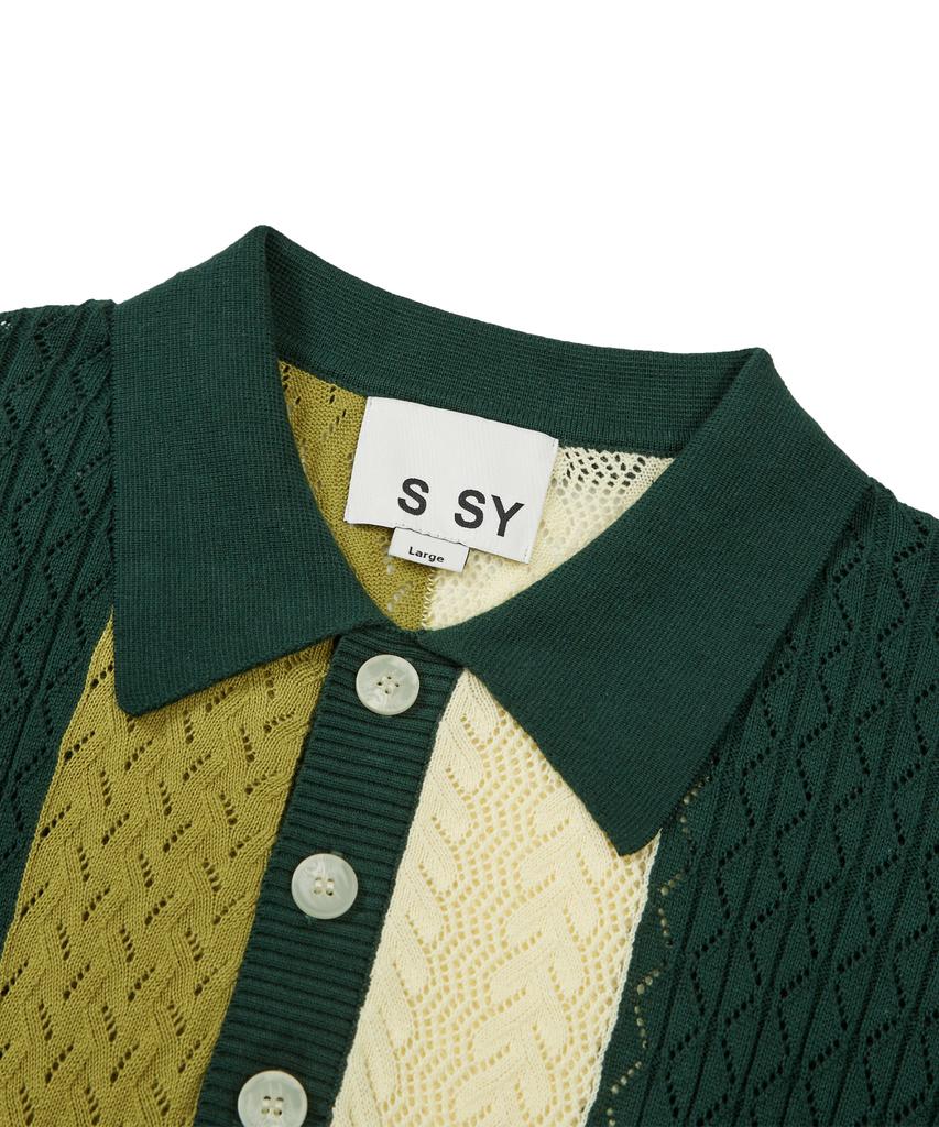 SSY Flower Garden 3-Pattern Half Knit Pique Green