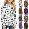 Kids Halloween Printed T-Shirt Long Sleeve Neck Base Layer for Boys Girls