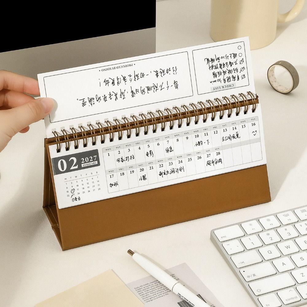 Creative 2027 Desktop Calendar Thick Paper Time Manegement Organizers  Desktop Decoration
