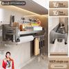 Wall-Mounted Stainless Steel Kitchen Storage Rack for Seasonings, Chopsticks, and Knives