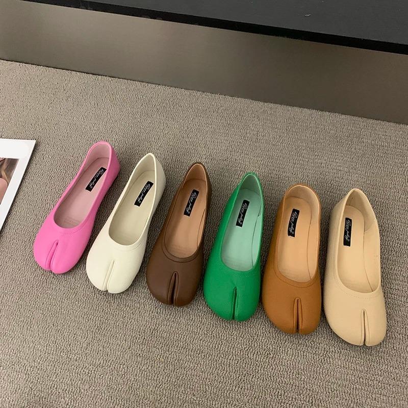 Bailamos Women Flats Summer Fashion Split Toe Ballet Shoes Slip On Ballerinas Korean Style Soft Slip On Loafers