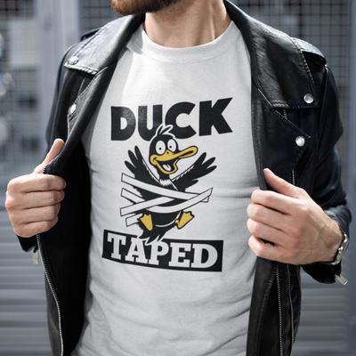 DUCK TAPED Cartoon Tape Duck Craftsman Tape Fun Saying Funny Fun T-shirt