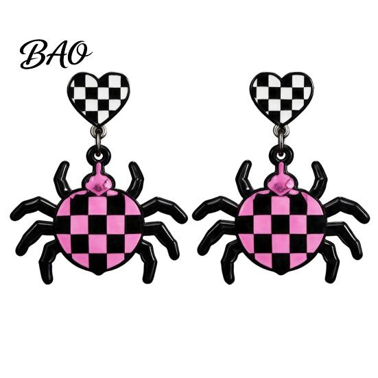 Cool Girl Fashion Jewelry 1 Pair Halloween Theme Acrylic Earrings for Women, Gothic Pink Spider Daily Casual Dangle Drop Earrings, Spooky Holiday