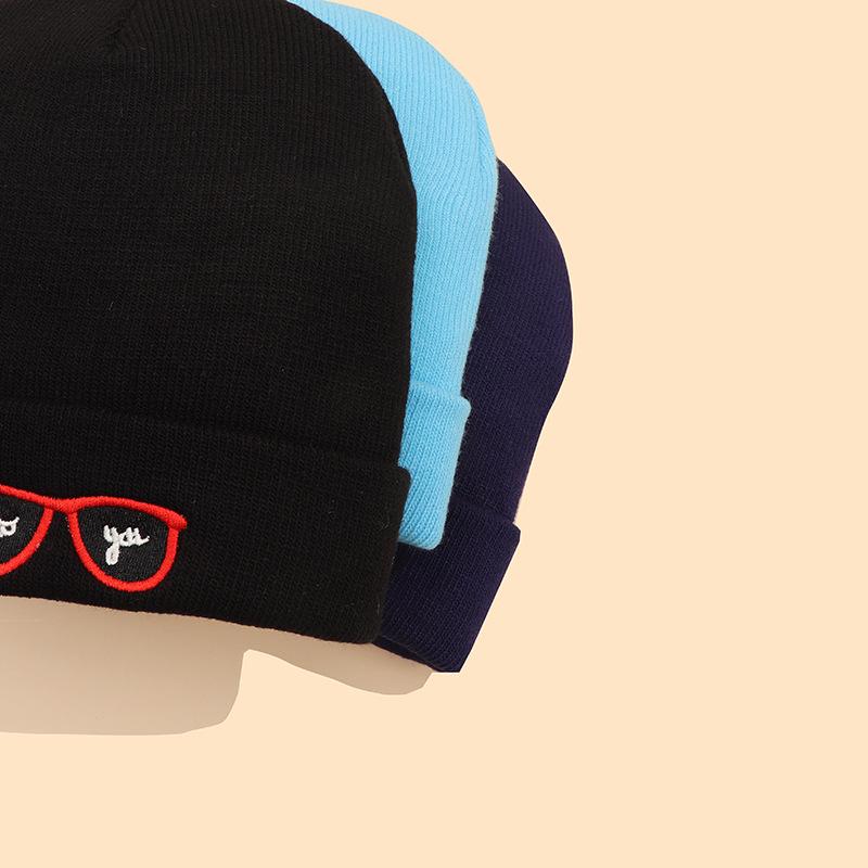 Trendy Korean Style Kids' Embroidered Knit Hat - Cute, Warm, Unisex Autumn/Winter Wool Cap