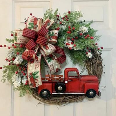 Noel Çelenk Kırmızı Kamyon Açık Kapalı Büyük Hediye Ev Dekorasyonu