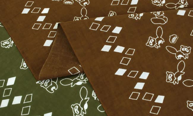 Some no Anbo Tenugui hand Mountain Path Tokuoka Made in 35cm x 100cm (Japanese towel) "Tanuki - Tea" - Hand-dyed, 100% Cotton, weave, Japan,