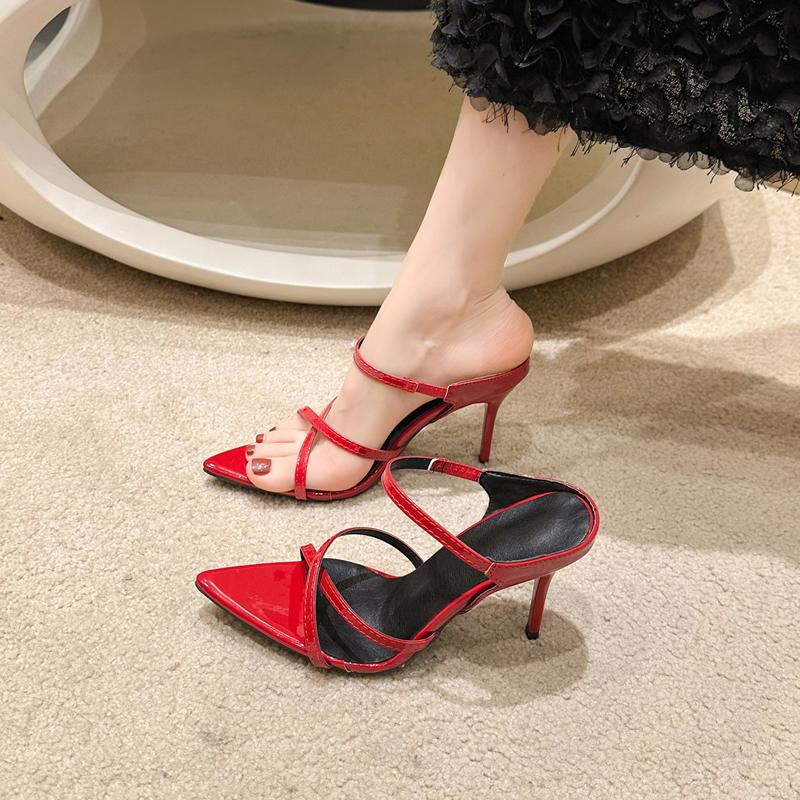 2025 Super Vysoké Tenké Podpatky Dámské Lodičky Kotníkové Sandály s Křížovým Páskem Boty Dámské Špičaté Vysoké Podpatky Společenské Boty Sexy