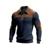 Men's Color Block Half Zip Knit Sweater Casual Pullover