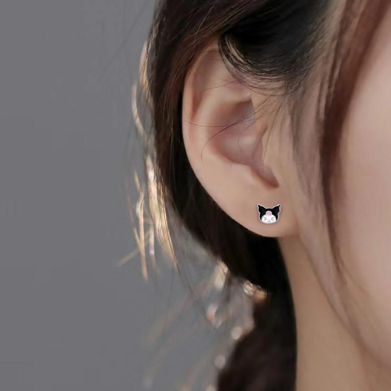 Beixi S925 Sterling Silver Kuromi Cartoon Stud Earrings - Cute & Trendy