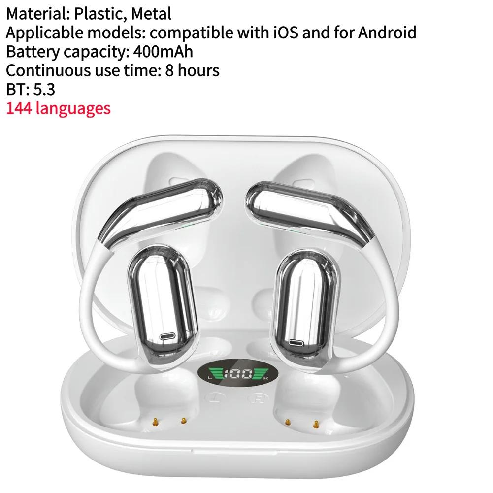 3-in-1 Language Translation Device Real-Time Translation Earbuds 144 Language & Accent Wireless Open-Ear Headphones for Learning