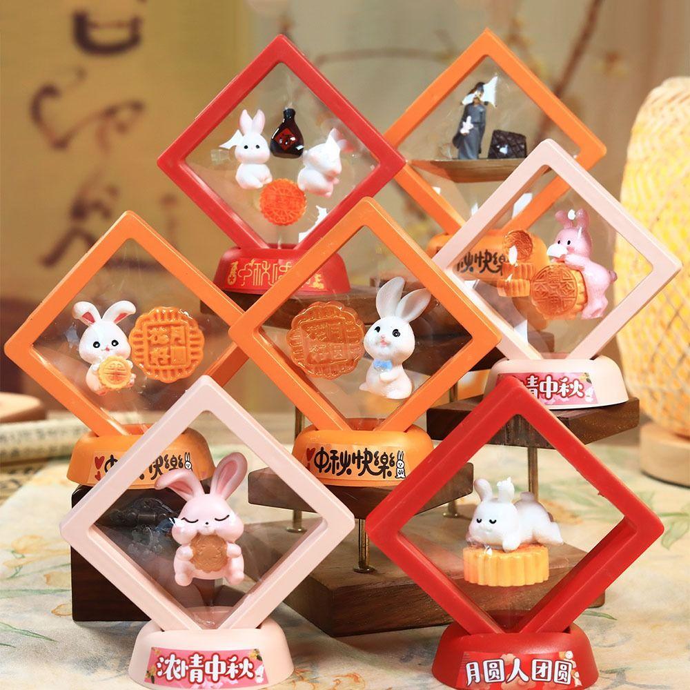 Cute Mini Mid-Autumn Ornament Floating Box Miniature Rabbit Statue Mid-Autumn Festival