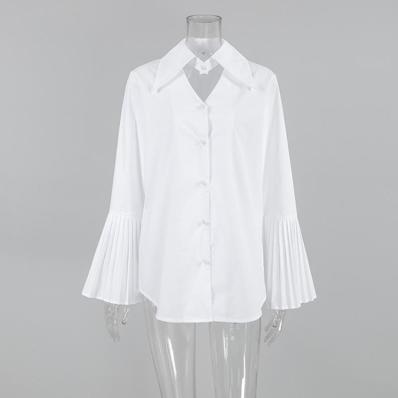 French Style Cotton Flared Sleeve Shirt For Spring Summer Commute