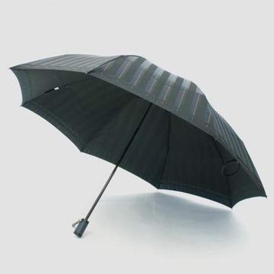 Makita Shoten Folding Mini Umbrella Striped Front x Solid Premium Koshu Made in 7193 Men's "Tie" (Tie) Green/Navy Back, Weave, Japan,