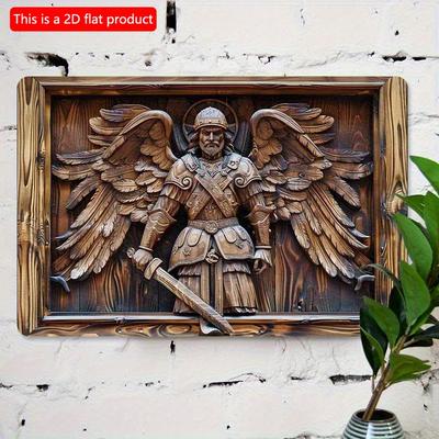 2D Düz Ahşap Tabela 30*20cm Vintage Savaşçı Melek Ahşap Dekoratif Tabela, Ev & Garaj Dekoru için Rustik Ahşap Sanatı, Barlar, Kafeler, Yaşam Alanları için Mükemmel
