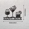 Vintage Schwarzes Metall Happy Hour Schild, Verwitterte Blechwandplakette für Hausbar, Retro Kneipendekoration für Keller, Garage, Spielzimmer, Einzigartiges Geschenk für Männer