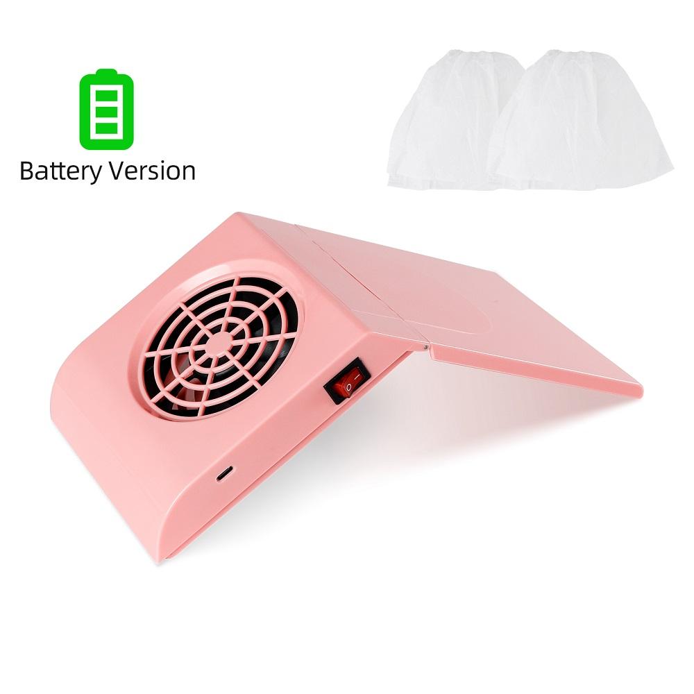 Mini Wireless Nail Dust Collector Portable Nail Vacuum Cleaner Folding Nail Dust Extractor Fan with Dust Filter Bag