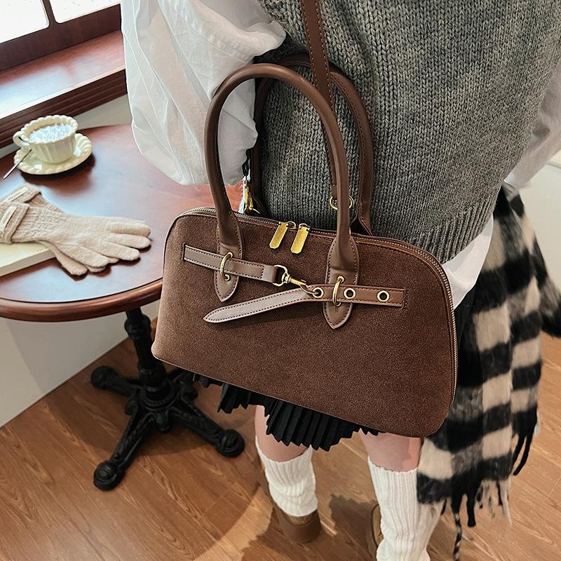 

Замшевая ручная сумка женская осенняя мода высококачественная матовая сумка через плечо через плечо темно-коричневого