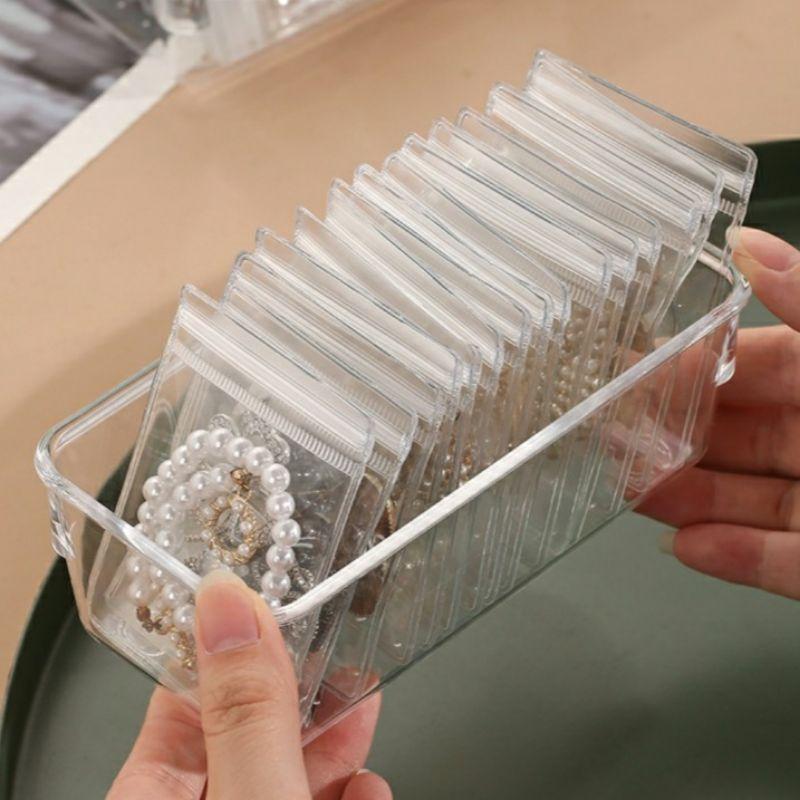 

60-Pack of Clear Jewelry Zipper Bags - Rust-proof, Self-sealing, Waterproof Plastic Bags, Ideal for Travel and Storage белый